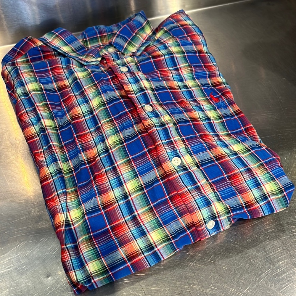 Ralph Lauren men’s button-down plaid shirt.